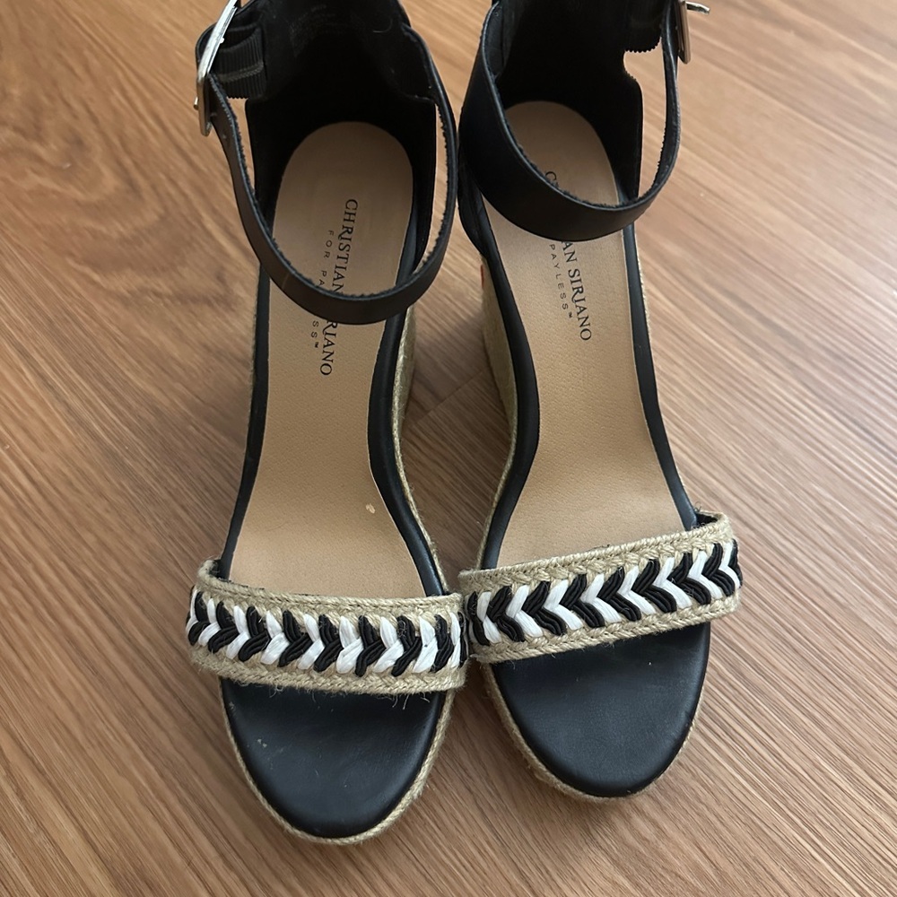Christian Siriano Black Wedge Sandals